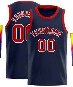 Custom Navy Red-White Classic Tops Basketball Jersey