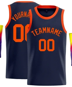 Custom Navy Orange Classic Tops Men/Kids Basketball Jersey