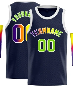 Custom Navy Green Classic Tops Soft Basketball Jersey