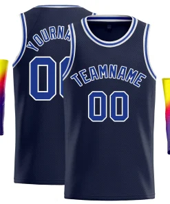 Custom Navy White-Royal Classic Tops Basketball Jersey