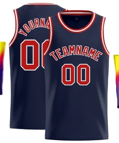 Custom Navy Red-White Classic Tops Sport Vest Basketball Jersey