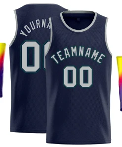 Custom Navy Gray Classic Tops Fashion Basketball Jersey