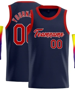 Custom Navy Red-White Classic Tops Men Basketball Jersey