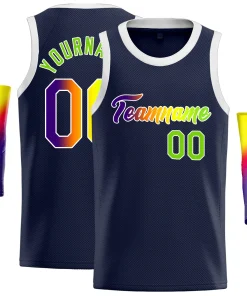 Custom Navy Gradient Classic Tops Fashion Vest Basketball Jersey