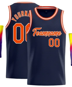 Custom Navy Orange-White Classic Tops Basketball Jersey