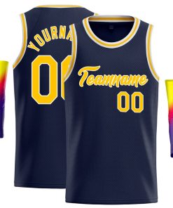 Custom Navy Yellow-White Classic Tops Fashion Vest Basketball Jersey