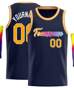 Custom Navy Orange-White Classic Tops Gmae Basketball Jersey