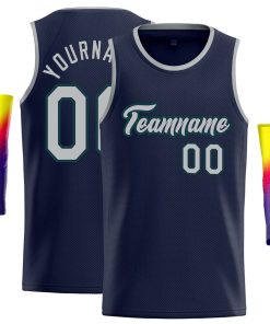 Custom Navy Gray Classic Tops Soft Basketball Jersey