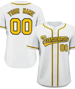 Custom White Gold-Black Classic Style Authentic Baseball Jersey