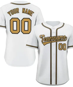 Custom White Old Gold-Navy Classic Style Authentic Baseball Jersey