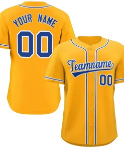 Custom Yellow White-Royal Classic Style Authentic Baseball Jersey