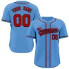 Custom Light Blue Red-Black Classic Style Authentic Baseball Jersey