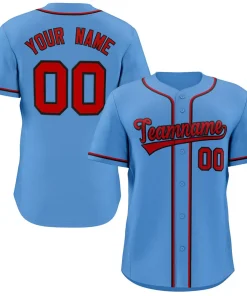 Custom Light Blue Red-Black Classic Style Authentic Baseball Jersey