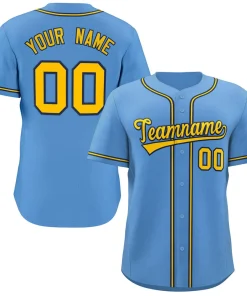 Custom Light Blue Gold-Navy Classic Style Authentic Baseball Jersey