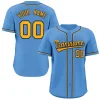 Custom Light Blue Yellow-Navy Classic Style Authentic Baseball Jersey