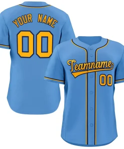 Custom Light Blue Yellow-Navy Classic Style Authentic Baseball Jersey