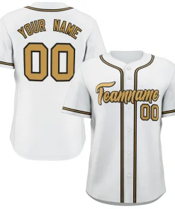 Custom White Old Gold-Navy Classic Style Fashion Authentic Baseball Jersey
