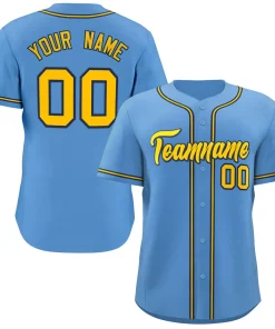 Custom Light Blue Yellow-Navy Classic Style Personalized Authentic Baseball Jersey