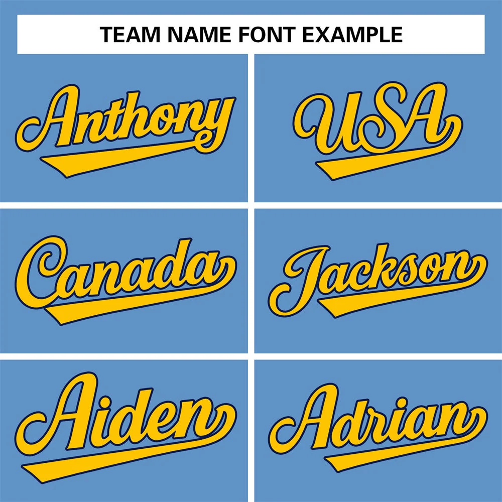 Custom Light Blue Yellow-Navy Classic Style Personalized Authentic Baseball Jersey - Image 3