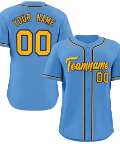 Custom Light Blue Yellow-Navy Classic Style Authentic Baseball Jersey