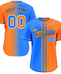 Custom Orange Powder Blue-Black Gradient Fashion Authentic Baseball Jersey