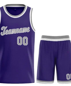 Custom Purple Gray-White Classic Tops Men Athletic Basketball Jersey
