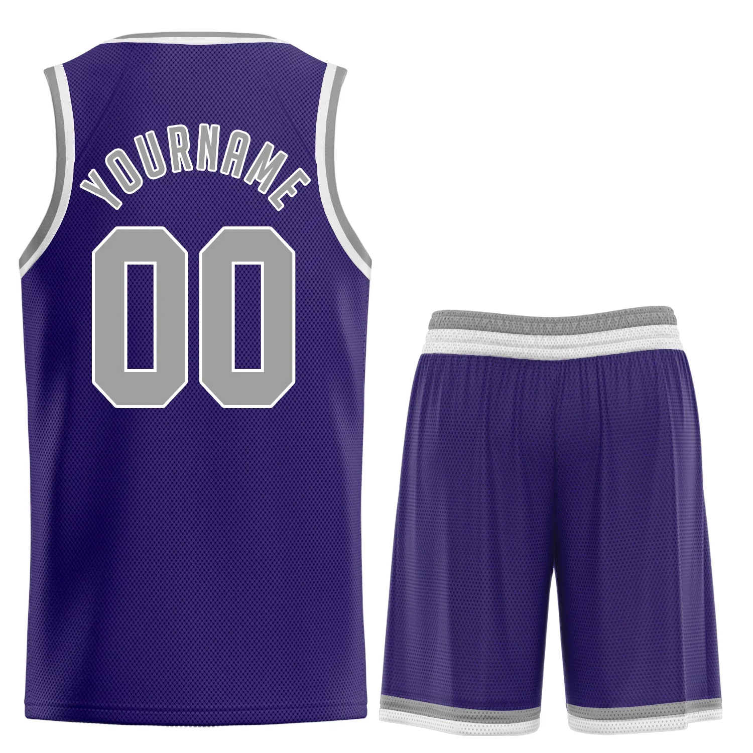 Custom Purple Gray-White Classic Tops Men Athletic Basketball Jersey - Image 2