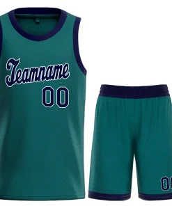 Custom Teal Navy- White Classic Tops Athletic Basketball Jersey