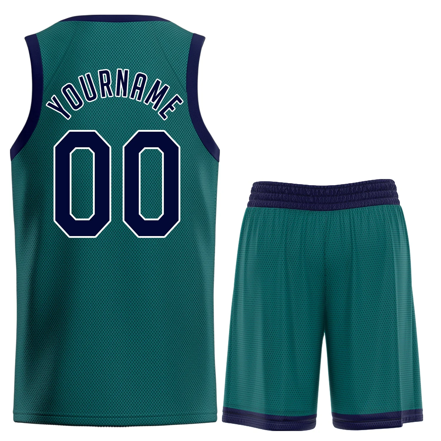 Custom Teal Navy- White Classic Tops Athletic Basketball Jersey - Image 2
