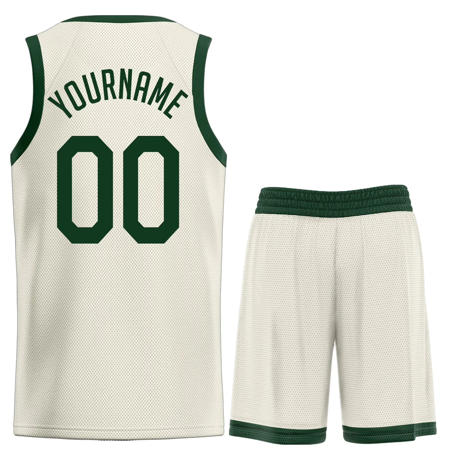 Custom Cream Green Classic Tops Men/Boy Basketball Jersey - Image 2