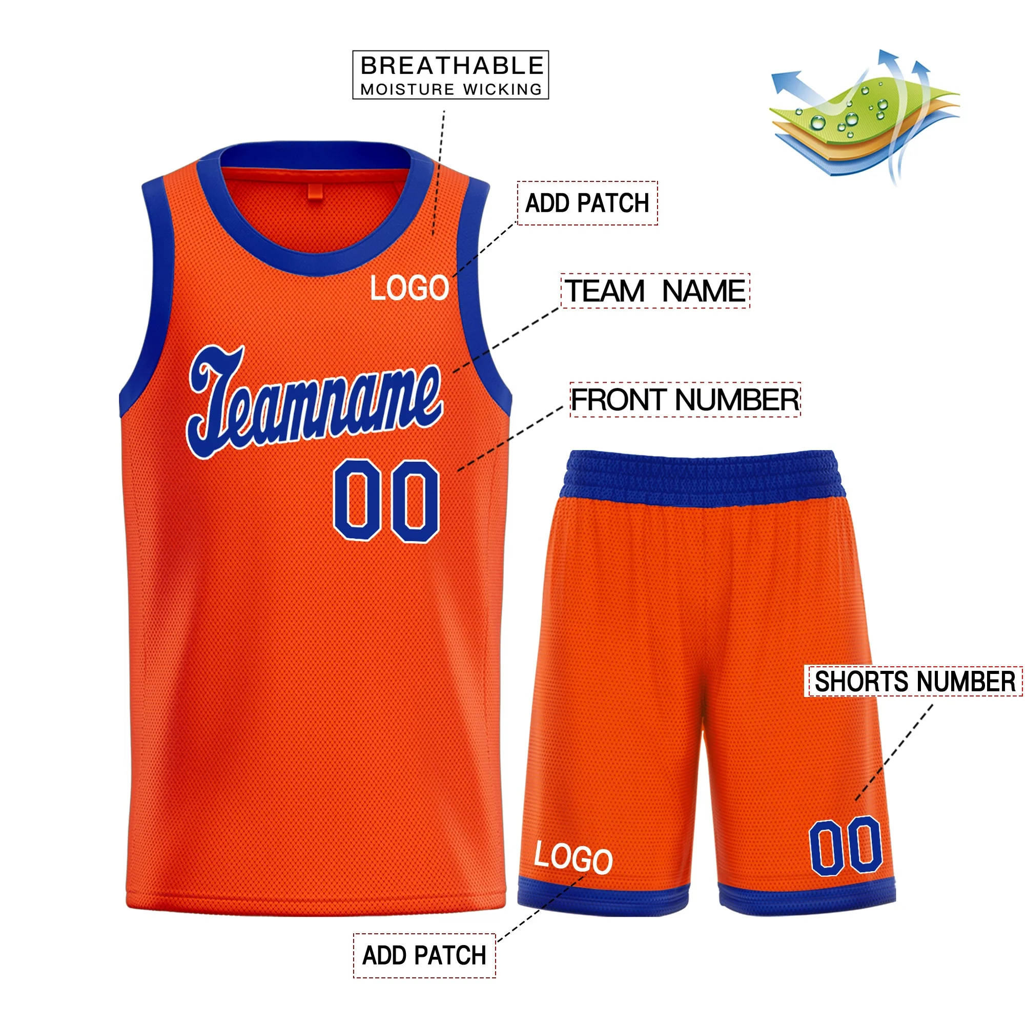 Custom Orange Royal White Classic Tops Men Casual Basketball Jersey - Image 3