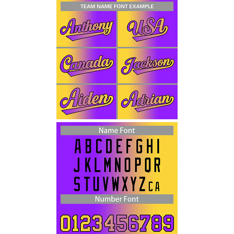 Custom Purple Gold-Black Gradient Fashion Authentic Baseball Jersey - Image 2