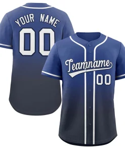 Custom Blue Navy-White Gradient Fashion Authentic Baseball Jersey