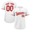 Custom White Red Classic Style Authentic Baseball Jersey