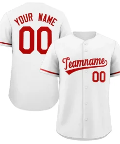Custom White Red Classic Style Authentic Baseball Jersey