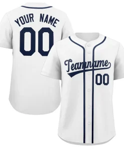 Custom White Navy Classic Style Authentic Baseball Jersey