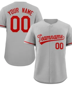 Custom Gray Red Solider Classic Style Authentic Baseball Jersey