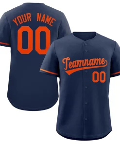 Custom Navy Orange Solider Classic Style Authentic Baseball Jersey