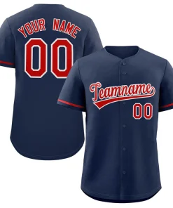 Custom Navy Red-White Solider Classic Style Authentic Baseball Jersey