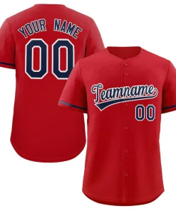 Custom Red Navy-White Solider Classic Style Authentic Baseball Jersey