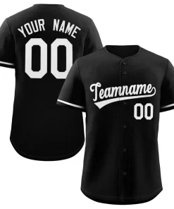 Custom Black White Classic Style Authentic Baseball Jersey