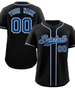 Custom Black Royal-White Classic Style Authentic Baseball Jersey