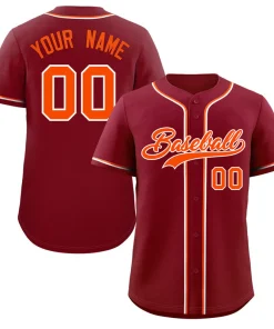 Custom Crimson Orange-White Classic Style Authentic Baseball Jersey