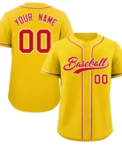 Custom Yellow Red-White Classic Style Authentic Baseball Jersey