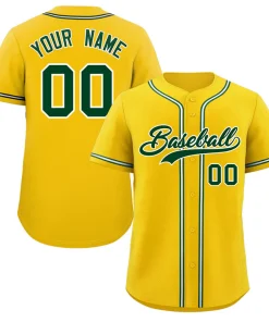 Custom Yellow Green-White Classic Style Authentic Baseball Jersey