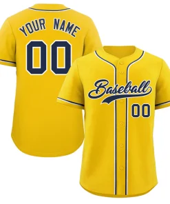 Custom Gold Navy-White Classic Style Authentic Baseball Jersey