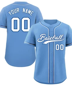 Custom Powder Blue White-Royal Classic Style Authentic Baseball Jersey