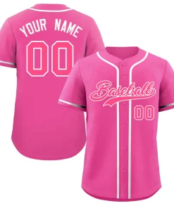 Custom Pink White-Gray Classic Style Authentic Baseball Jersey