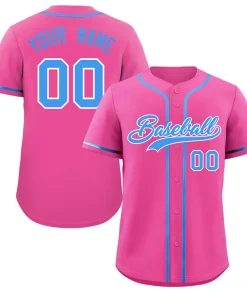 Custom Pink Powder Blue-White Classic Style Authentic Baseball Jersey