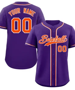 Custom Purple Orange-White Classic Style Authentic Baseball Jersey